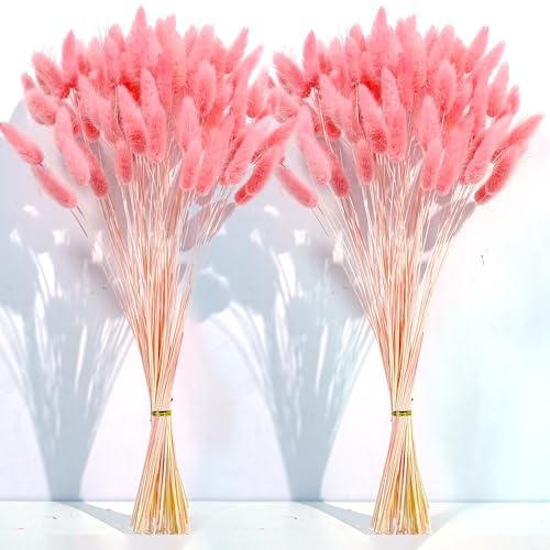 120 PCS Pink Dried Pampas Grass Decor, 17-Inch Natural Floral Bouquet