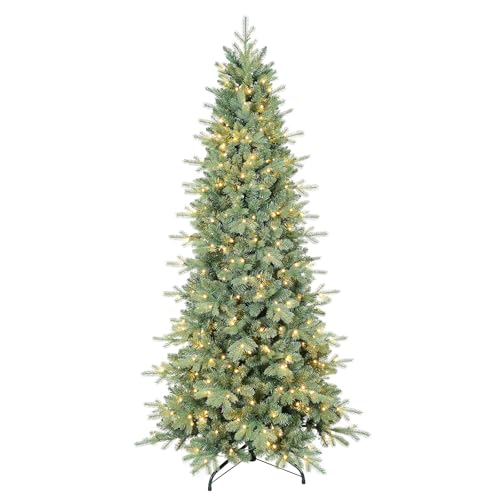 6 FT Prelit Slim Pencil Artificial Christmas Tree with 300 Lights & Metal Stand