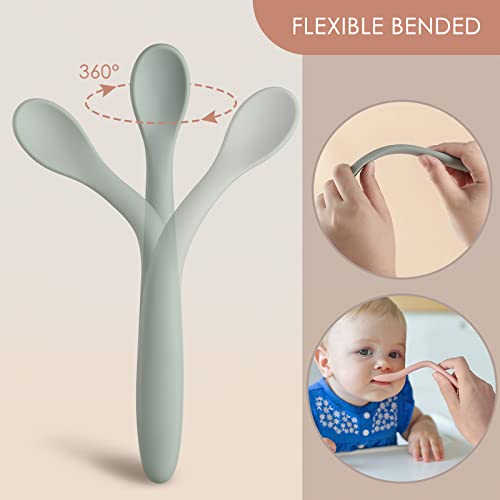 6-Piece Soft Silicone Baby Feeding Spoons for Stage 1 Infant Training
