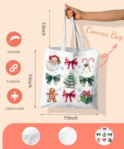 SZERE Christmas Canvas Tote Bags for Women, Reusable Shopping Bags – Gift Variation