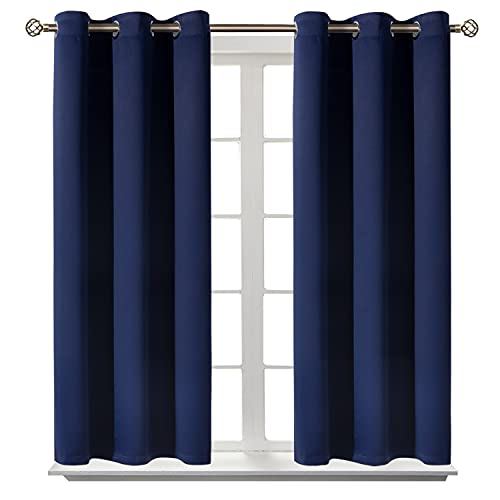 Navy Blue Blackout Curtains - Thermal Insulated Grommet Drapes (Set of 2, 38x54 Inch)