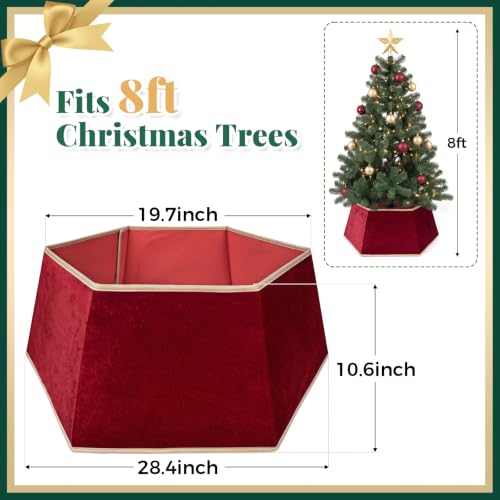JoyMingle 26-Inch Red Velvet Christmas Tree Skirt with Gold Trim