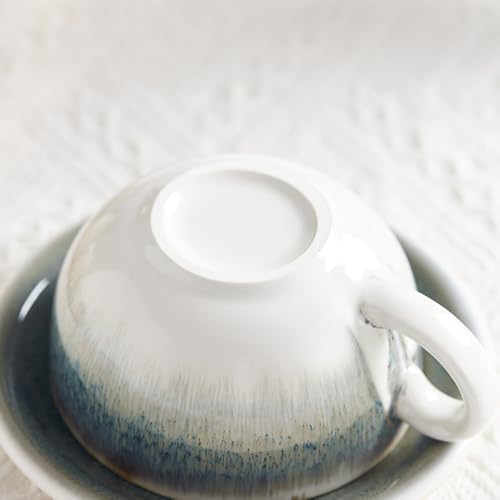Coffeezone Space Grey 12 oz Vintage Ceramic Latte Art Cappuccino Cup & Saucer