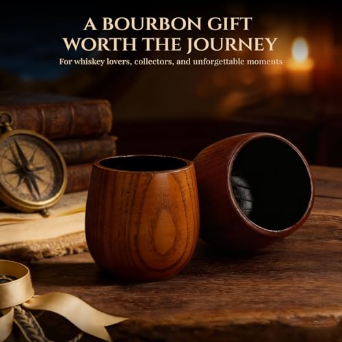 VAOUGE Charred Wooden Whiskey Glass Set - Handcrafted Oak Bourbon Tumblers, 2 Pack