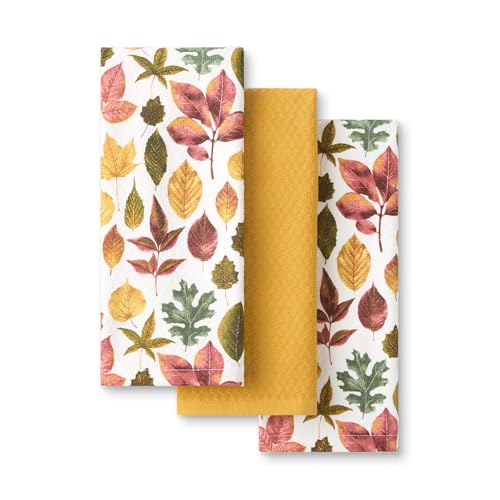 Autumn Harvest Kitchen Towels 3-Piece Set, 100% Cotton, 16"x28"
