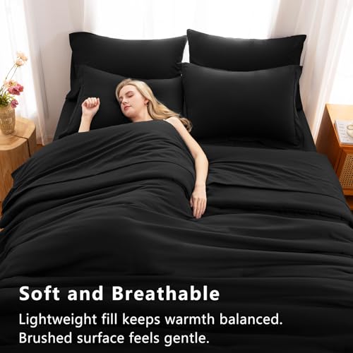 Twin XL 5-Piece Bed in a Bag Black Down Alternative Comforter Set