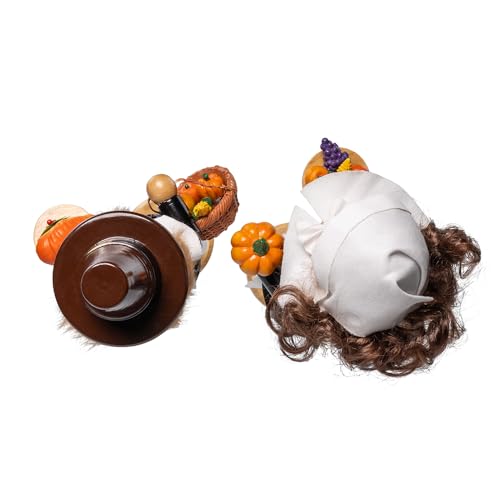 15-Inch Pilgrim Man & Woman Wooden Nutcracker Set - Thanksgiving Decor