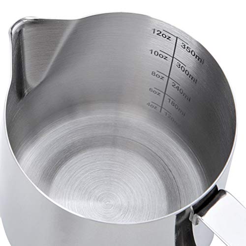 Stainless Steel Milk Frothing Pitcher 12 oz - Latte Art Pouring Jug