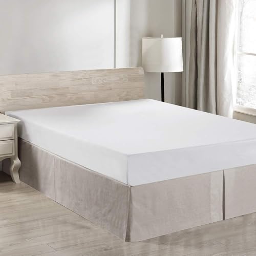 Queen Belgian Linen Bed Skirt with 14 Inch Tailored Drop Dust Ruffle