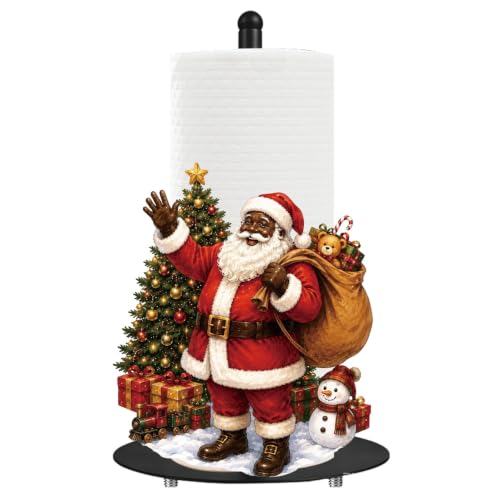 African Santa Christmas Paper Towel Holder - Inclusive Holiday Kitchen Decor