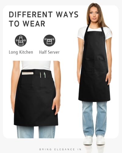 Adjustable Chef Apron with Pockets - Heavy Duty BBQ & Cooking Apron
