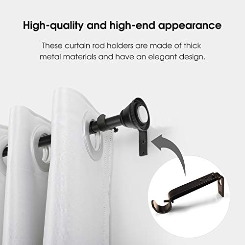 Heavy Duty Adjustable Curtain Rod Brackets, Bronze Metal Holders (Set of 3)