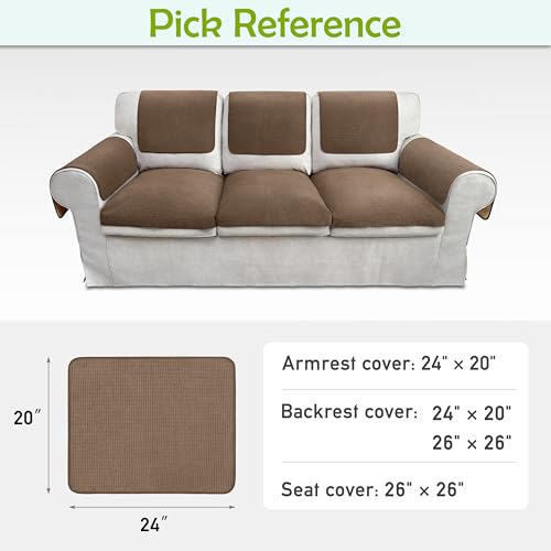 Waterproof Non-Slip Couch Arm Covers Set of 2 - 24x20 inches