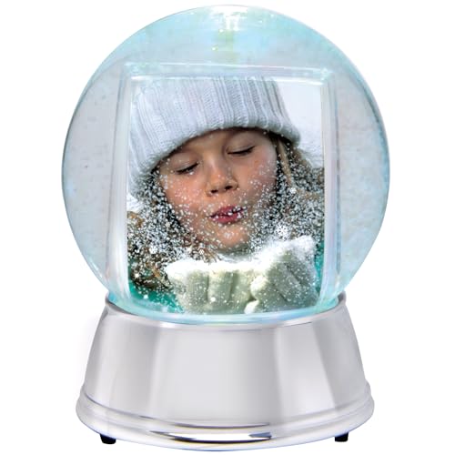 LED Light-Up Photo Snow Globe with Silver Base - 4x4x5.5 Inch