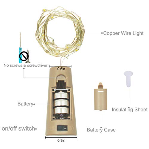 LoveNite 15 Pack Warm White Cork Bottle String Lights 20 LEDs Fairy Lights for DIY Party Decor