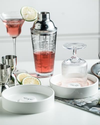 Zoeeker White Margarita Salt Rimmer Set Ceramic Bar Glass Rimmer for Cocktails