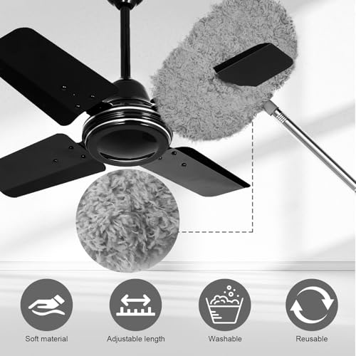 Extendable Ceiling Fan Duster with 13-50 Inch Pole - Bendable Microfiber Brush