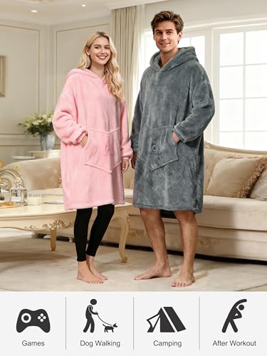 Oversized Wearable Blanket Hoodie, Ultra Soft Sherpa Fleece Sweatshirt