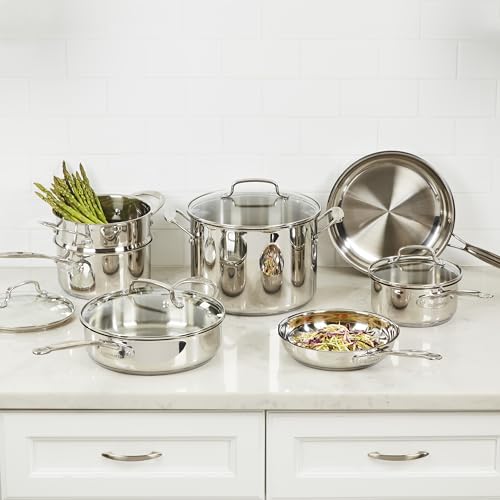 11-Piece Stainless Steel Cookware Set, Induction Compatible Pots & Pans