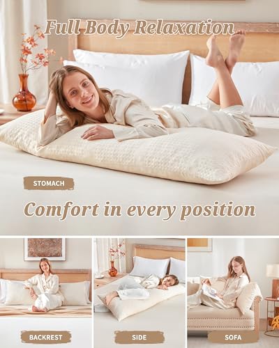 Waffle Weave Body Pillow with Memory Foam Insert, 20x54 Inch