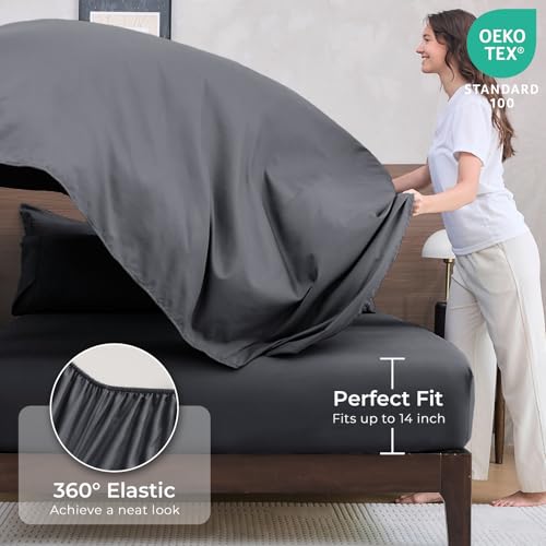 HEVUMYI 7-Piece Queen Comforter Set Dark Gray Reversible Bed in a Bag