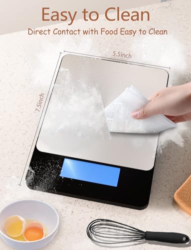 Digital Kitchen Scale 33lb/15kg - Rechargeable Stainless Steel Food Scale