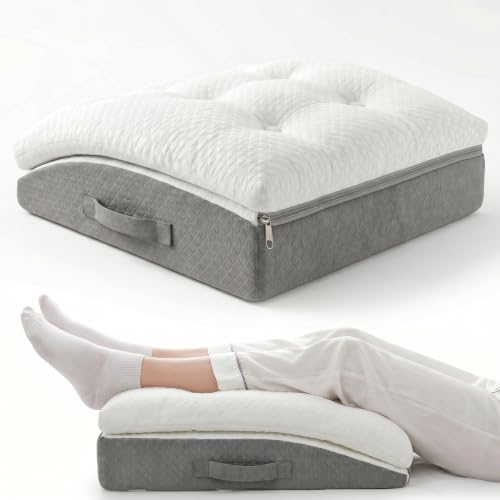 Dual Layer Memory Foam Leg Elevation Pillow with Washable Cover