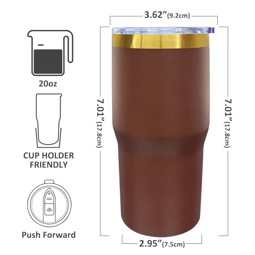 Brown 20 oz Stainless Steel Tumbler with Lid & Straw - Metalya Bulk