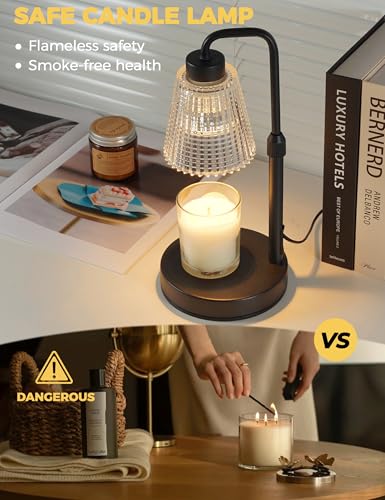 GODONLIF Height-Adjustable Candle Warmer Lamp with Timer and Dimmable Wax Melt Light