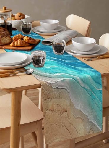 Boanket 13x60 Inch Turquoise Beach Table Runner - Coastal Summer Home Decor