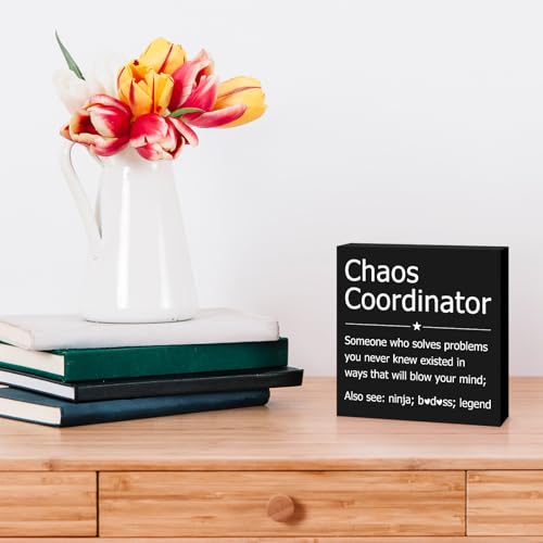 Chaos Coordinator Gifts Wooden Box Sign 5in x 5in x 1.1in, Xiahuyu 003