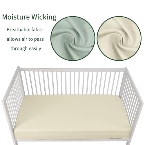GUNTAIL Baby Crib Sheets 2-Pack, Soft Microfiber Fitted Sheet for Standard Crib and Toddler Mattress 52x28 Inch, Brown & Green