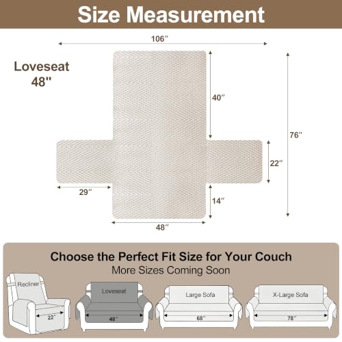Waterproof Plush Couch Cover for Dogs & Cats, 2 Cushion Slipcover - Grey