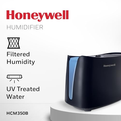 Cool Moisture Humidifier for Bedroom - 1.1 Gallon Quiet Room Humidifier with UV Technology and Easy-Fill Tank, Black