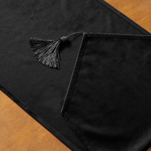 WAITER TREE 14x118 Inch Black Velvet Table Runner - Elegant Dining Decor