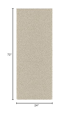 2x6 Shaggy Runner Rug - Soft Cream Non-Slip Carpet for Hallways & Entryway