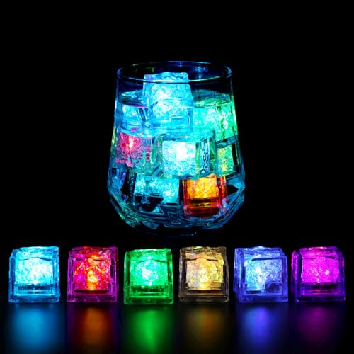 Komokeru 40 Pcs Light Up LED Ice Cubes - Multi-Color Changing, Water-Activated