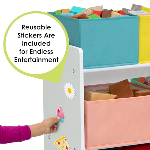 Deluxe Multi-Bin Toy Organizer with 9 Storage Bins - White