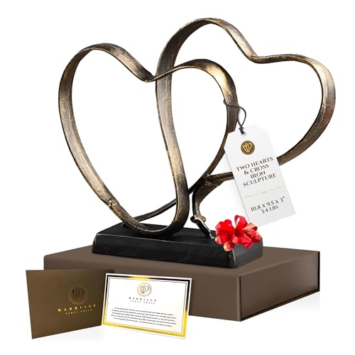 Handcrafted Iron Heart Sculpture Wedding Anniversary Gift with Poem Card