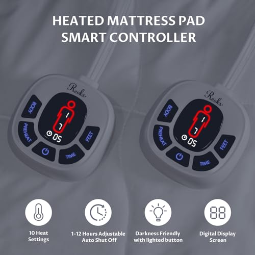 King Size Heated Mattress Pad with Dual Control & 4-Zone Heating