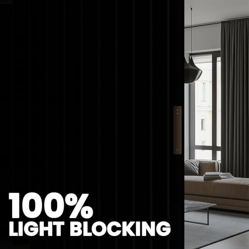 Blackout Room Divider Curtain with Flexible Ceiling Track System
