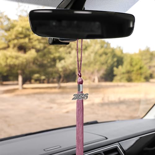 Pink Graduation Tassel with Silver 2026 Date Drop Charm