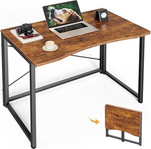 31.5-Inch Foldable Computer Desk for Small Spaces, Rustic Brown Writing Desk