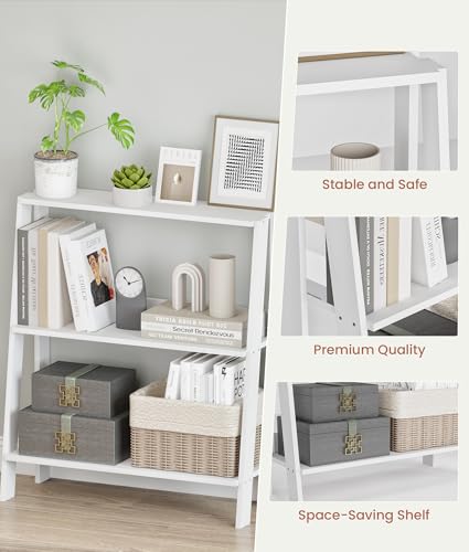 3-Tier Ladder Bookshelf, Small Freestanding Storage Shelf for Home Office