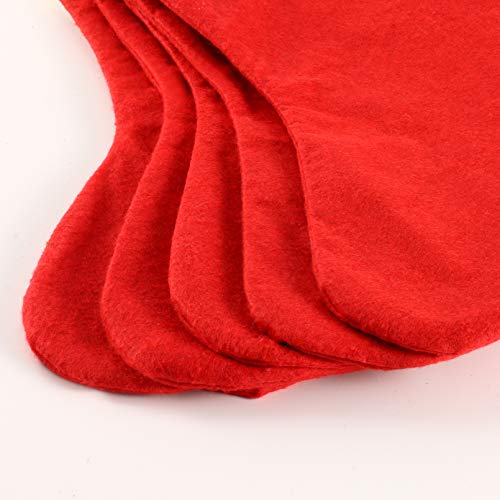 Red Felt Christmas Stockings with White Cuff & Gold Trim - 12-Pack