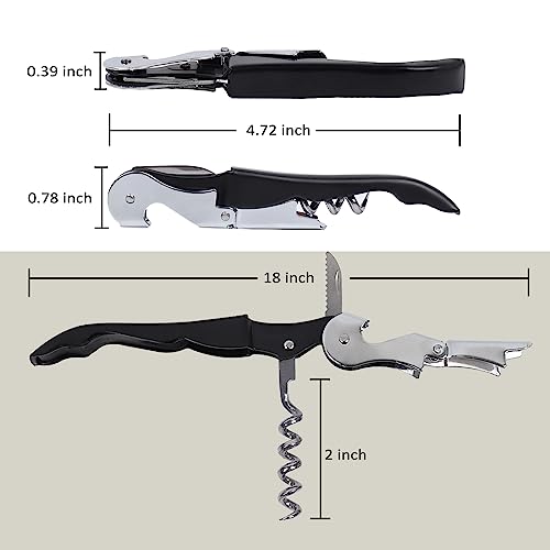 RECUTMS 12 Pack Black Waiter Corkscrew Wine Opener Set - Professional Bar Tool