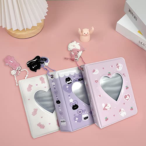 3-Inch Mini Heart Hollow Photo Card Binder, 40-Pocket Collectible Album