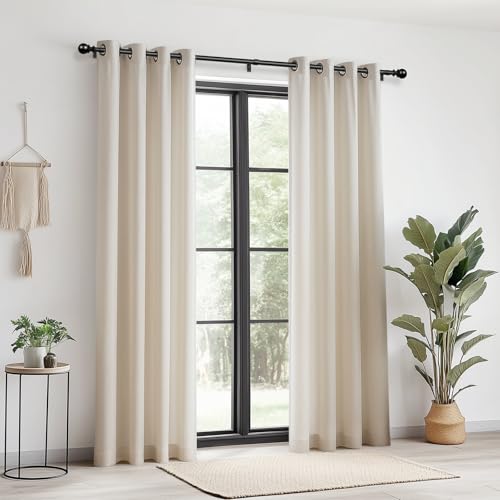 1-Inch Heavy Duty Adjustable Curtain Rod (32"-86") with Ball Finials - Black