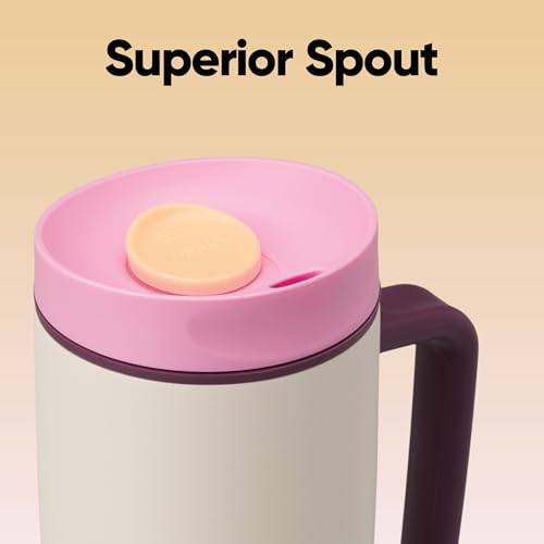 Owala SmoothSip Slider Travel Mug with Handle, 24 oz, Insulated Stainless Steel, Leak-Proof, Daybreak