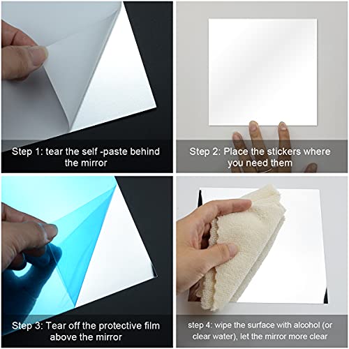 10-Piece Self-Adhesive Flexible Mirror Tiles, 8x10 Inch Wall Stickers